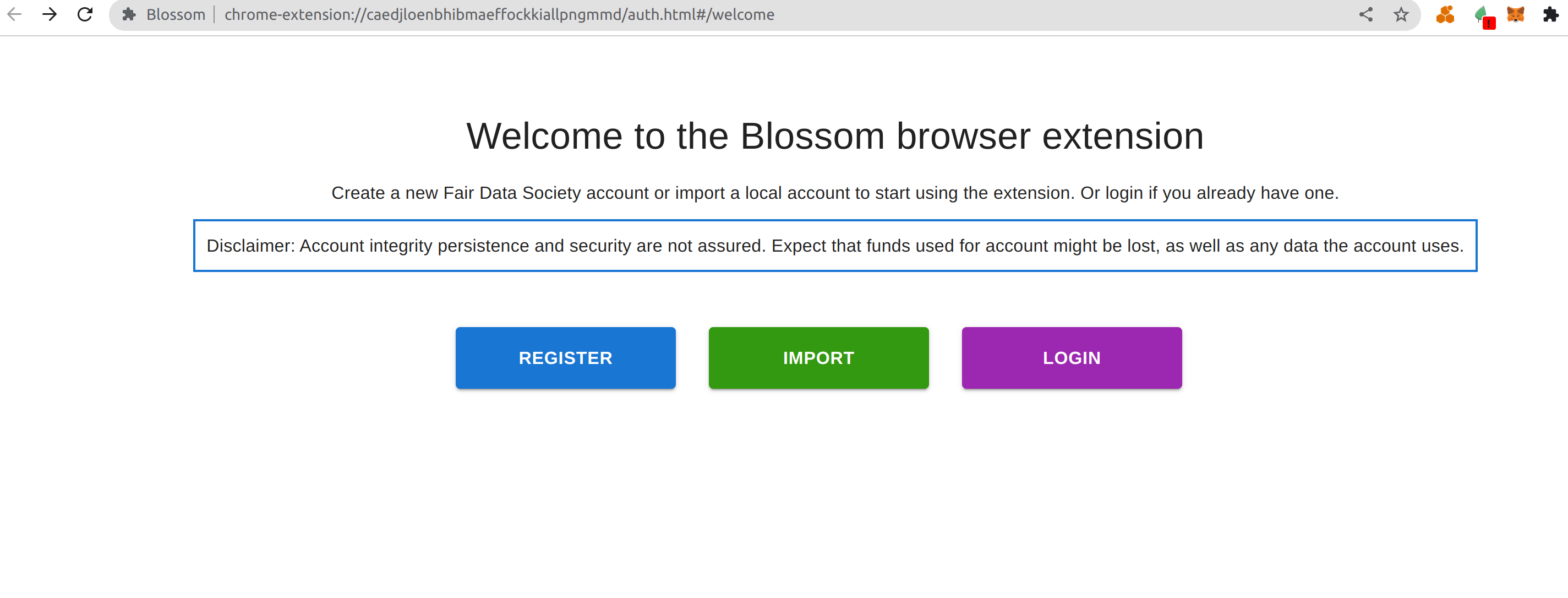 Blossom Welcome Screen
